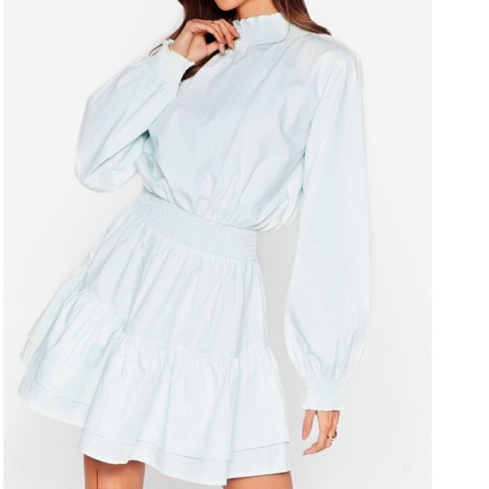 Nwt nastygal frill i Found you mini dress high neck mint‎ green women’s size 6